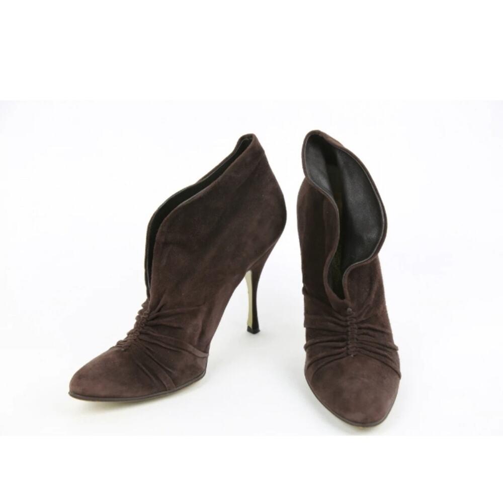 Dolce & Gabbana Brown Suede Ruched Front Boots Booties 38 EUC